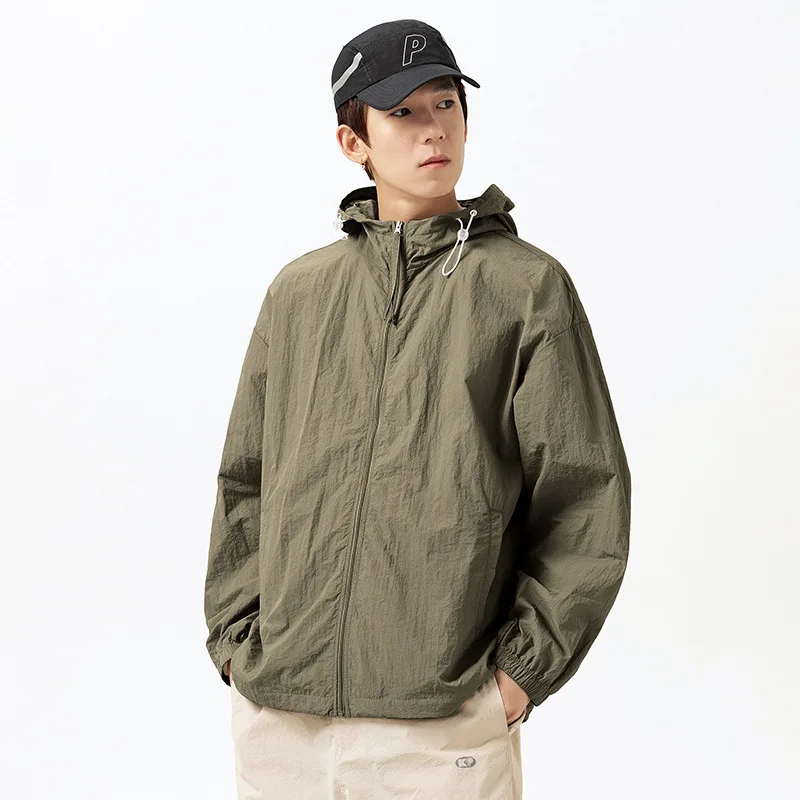 

Men's Summer Sun-Protective Clothing Baggy Casual Lightweight Hoodie Skin Coats Breathable Waterproof Fashion Big Size Coat