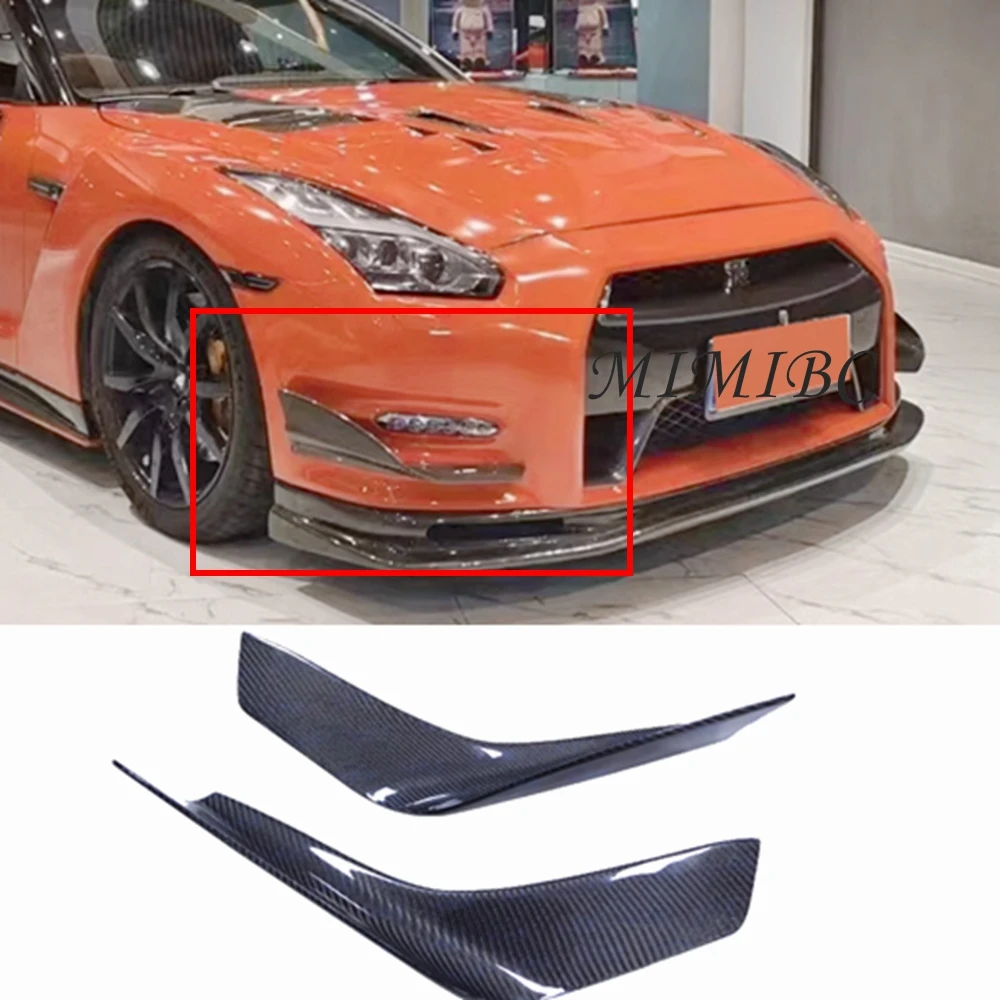 For  Nissan Gtr R35 2012-2016 Carbon Fiber Frp Front Bumper Side Lip Splitters Flaps Vents Decoration Trims Front Air Knife