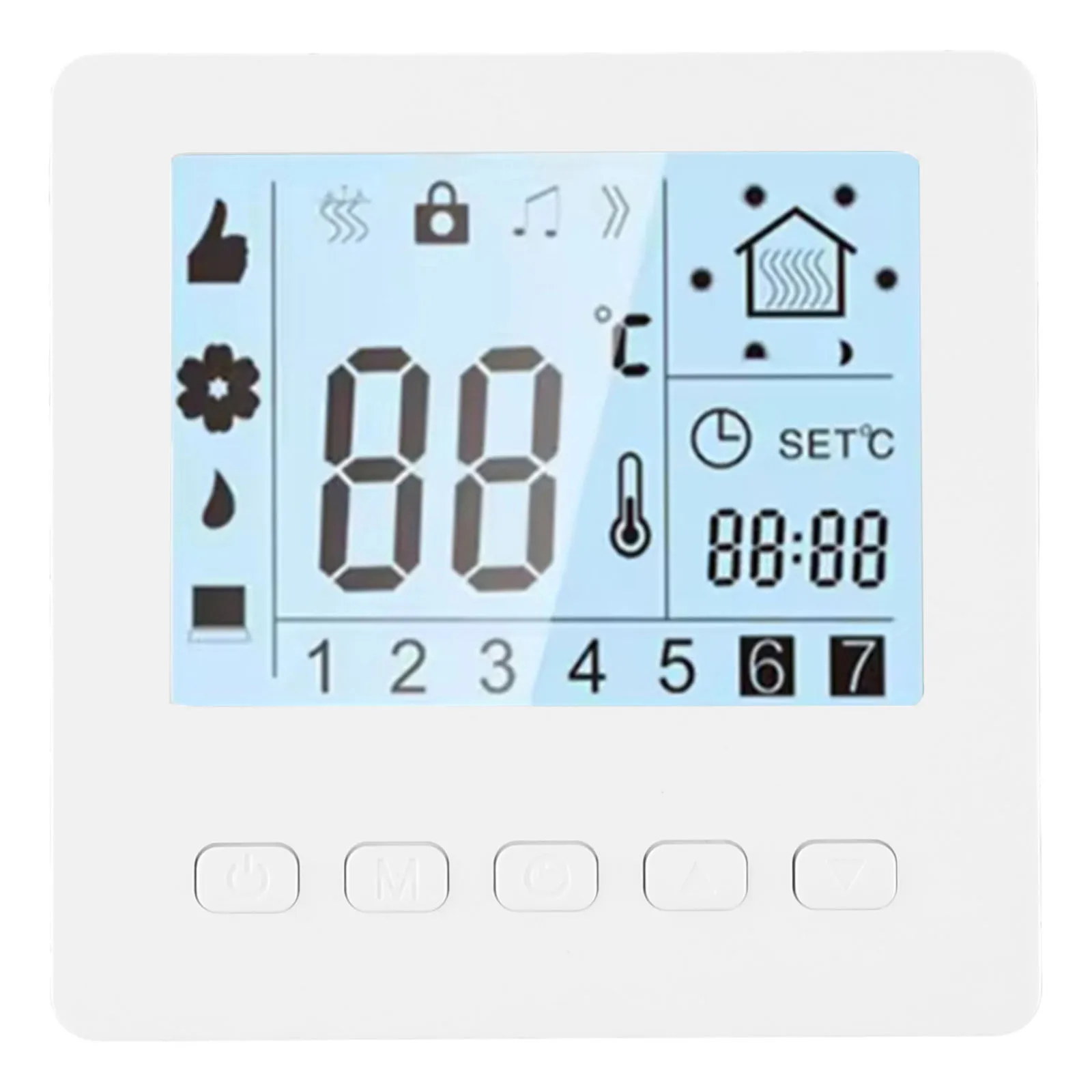For Energy Management Silver Programmable Thermostat Room Thermostat Weekly Programmable 24H Timer Energy Efficient