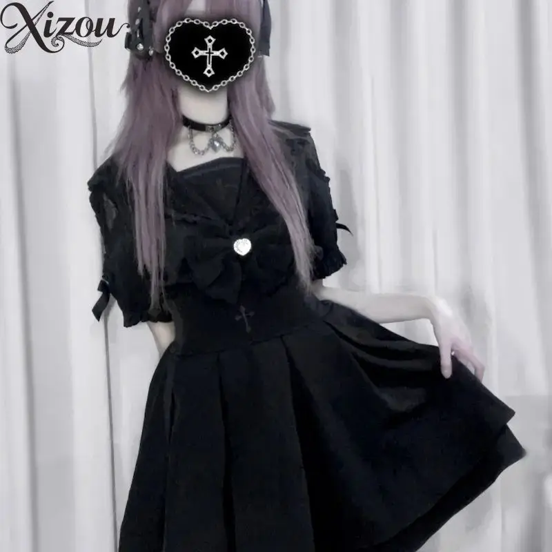 Kawaii Women Shirts Jirai Kei Lolita Y2K Cute Japanese Style Blouse Elegant Long Sleeve Sweet Tops Casual Shirt 2025 Summer Top