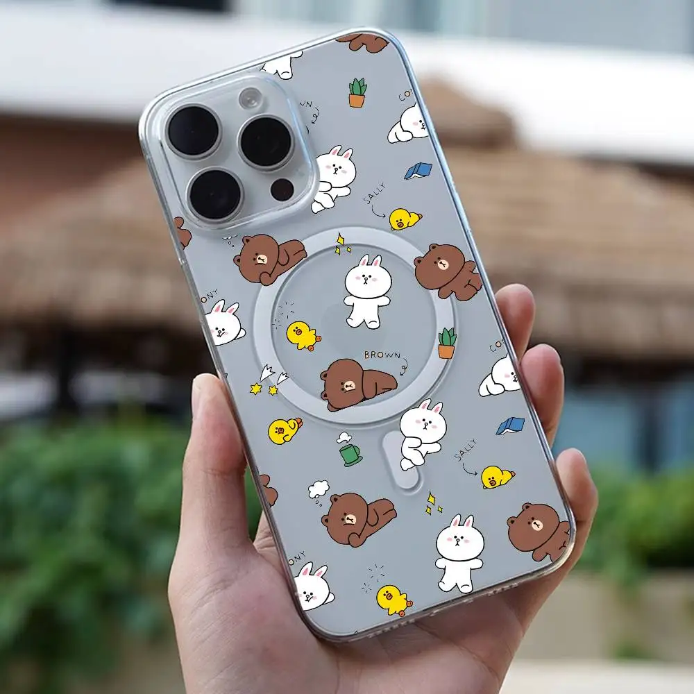 1 قطعة الكرتون B-الدب البني C-ConyS شفافة المغناطيسي جراب هاتف آيفون 17 الهواء 16 15 برو Max14 13 11 12 15 X XR XS زائد #6