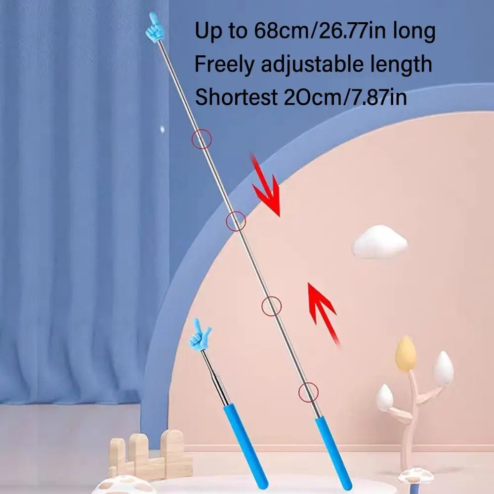 Finger Design Stainless Steel Telescopic Rod Whiteboard Pointer Teaching Stick Finger Reading Sticks Handheld Presenter