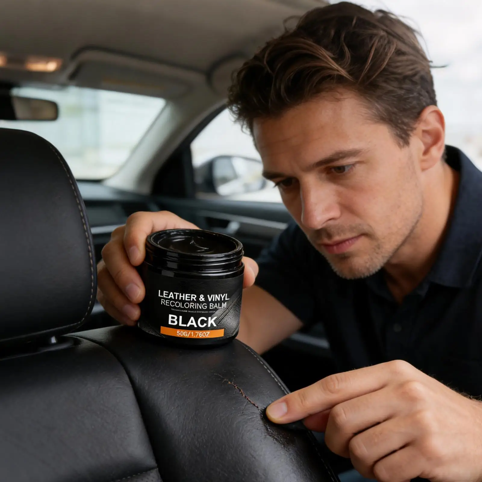 Leather Recoloring Balm 50g Long Lasting Coating Color Restorer & Conditioner for Car Interior Shoes Boots Purses Jackets Saddle view 3