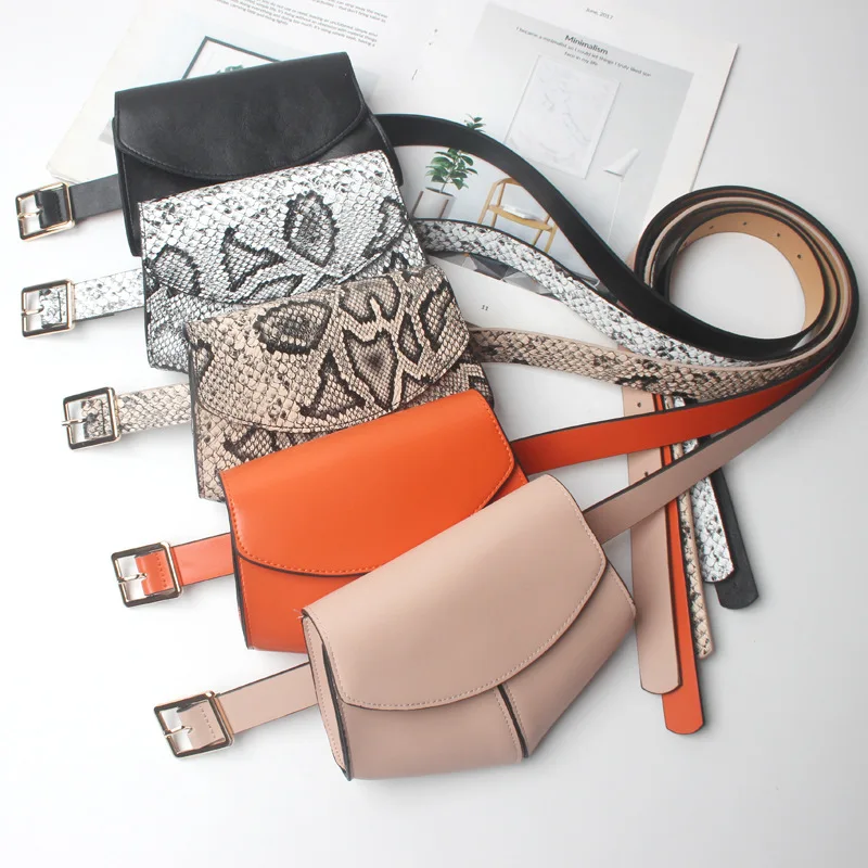 Korean Version of Mini Pockets Ladies PU Leather Waist Belt Bag Women Mini Disco Waist Pack