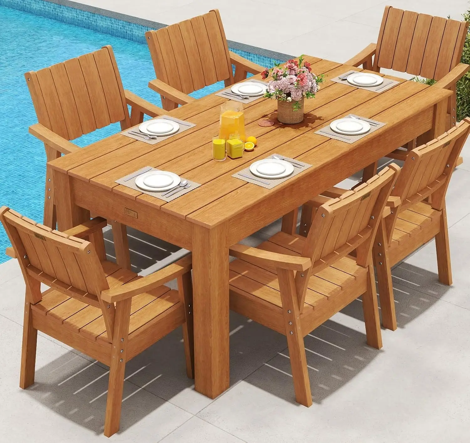 

Patio Table and Chairs Set, Outdoor Table and Chairs,HDPE Outdoor Dining Set with Umbrella Hole for Backyard, Poolside
