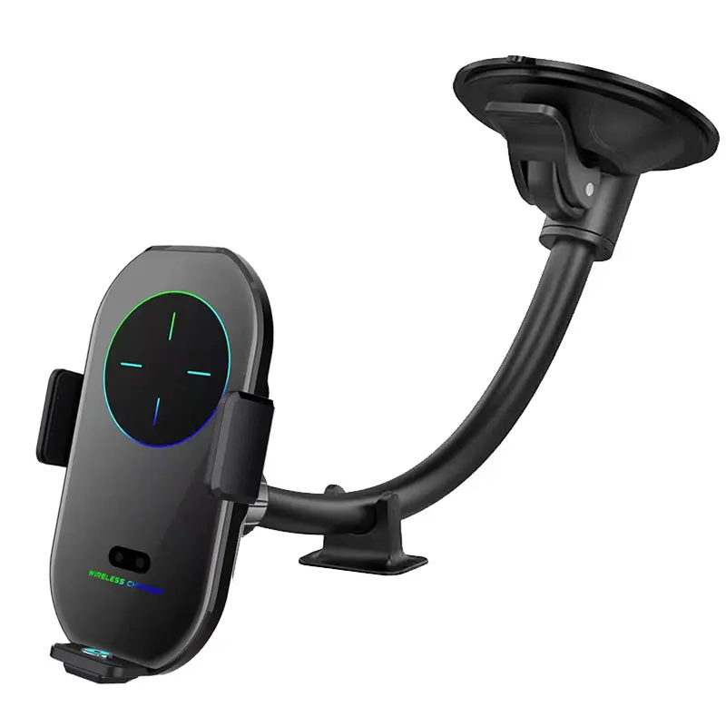 

Dashboard Phone Holder 15W Wireless Charger Auto Clamping 360° View Flexible Long Arm Universal Handsfree Auto Windshield