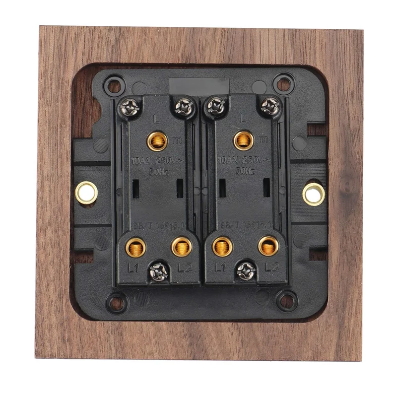 AB42-3X Retro American Industrial Style Light Switch Socket, Solid Wood Brass Toggle Switch Plate,Antique Home Stay Switch(2)