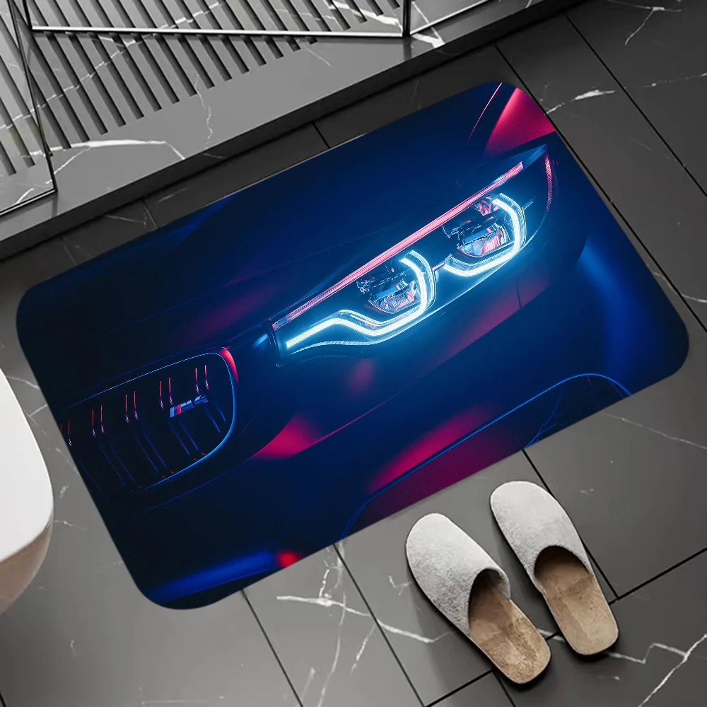 1PC Cool B-bmw Car Light Floor Mat Door Mat For Bathroom Kitchen Long Corridor Carpet Non-Slip Living Room Rug Home Decor