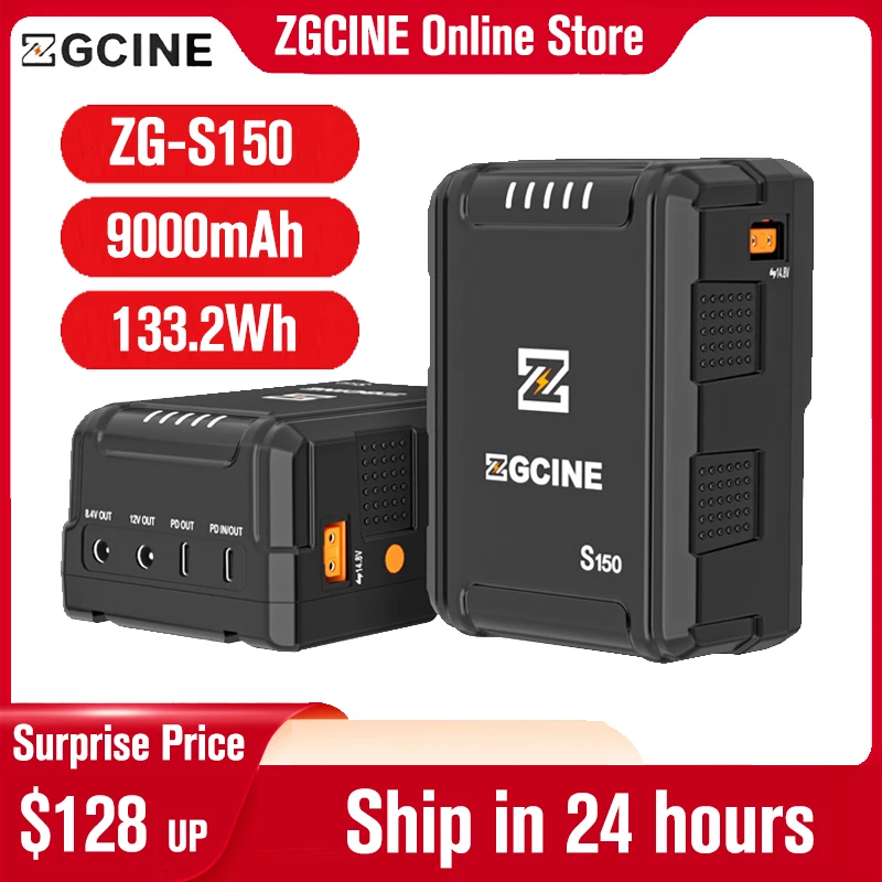 

ZGCINE ZG-S150 V Mount Battery 133.2Wh V-Lock Lithium Battery Power Bank for DSLR Cameras Smartphones Laptops Video Lights