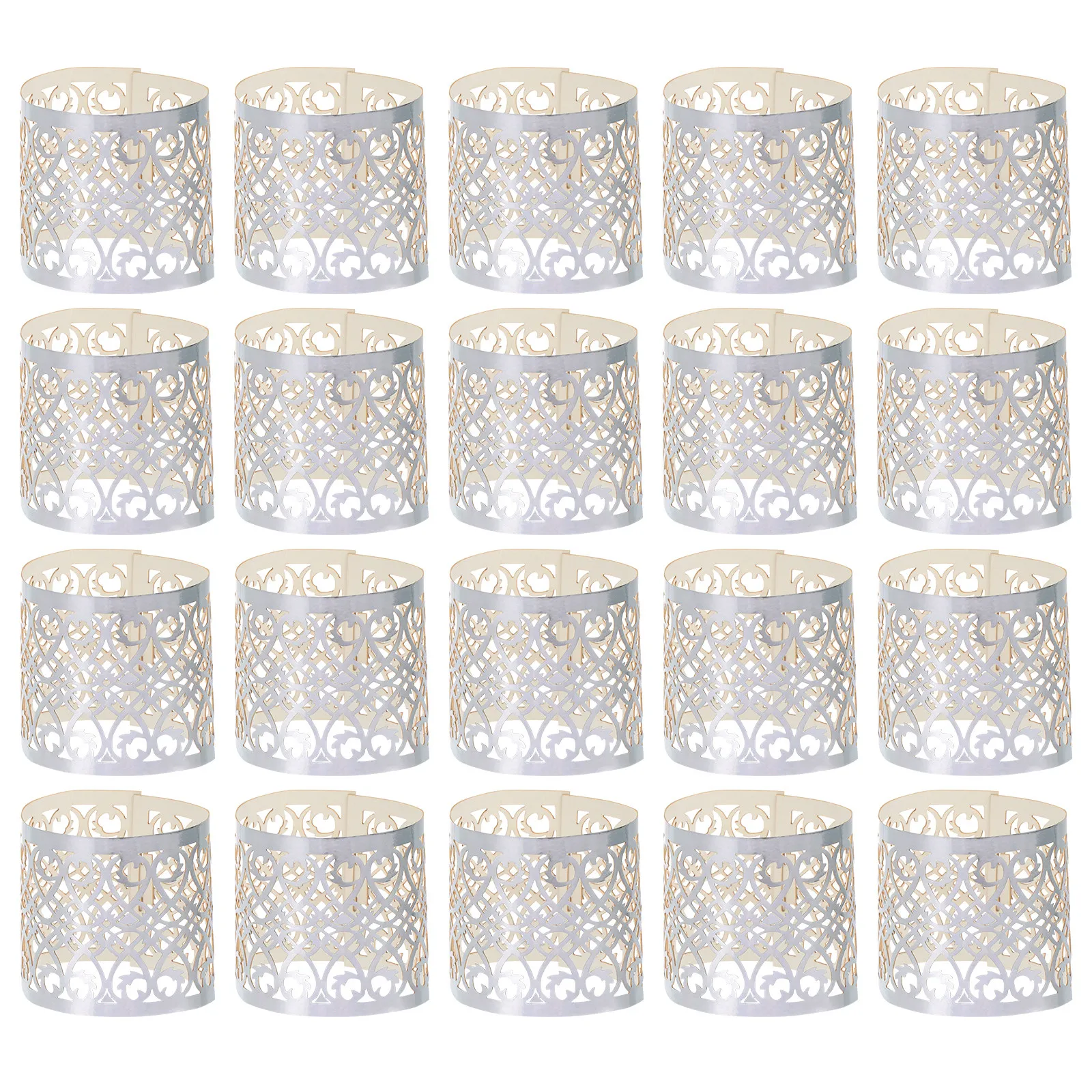 

50Pcs Silver Hollow Cylindrical Paper Lampshades Stylish Simple Light Shade for Home Decoration Warm Ambient Lighting Lamp Cover