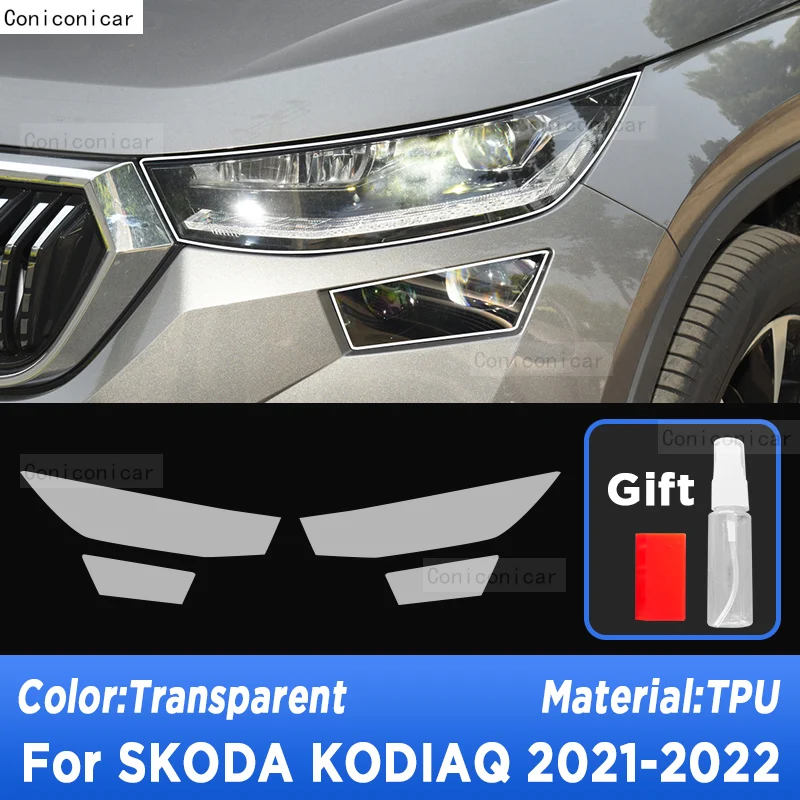 For SKODA KODIAQ 2021 2022 Car Exterior Headlight Anti-scratch Front Lamp Transparent TPU Protective Film Accessories