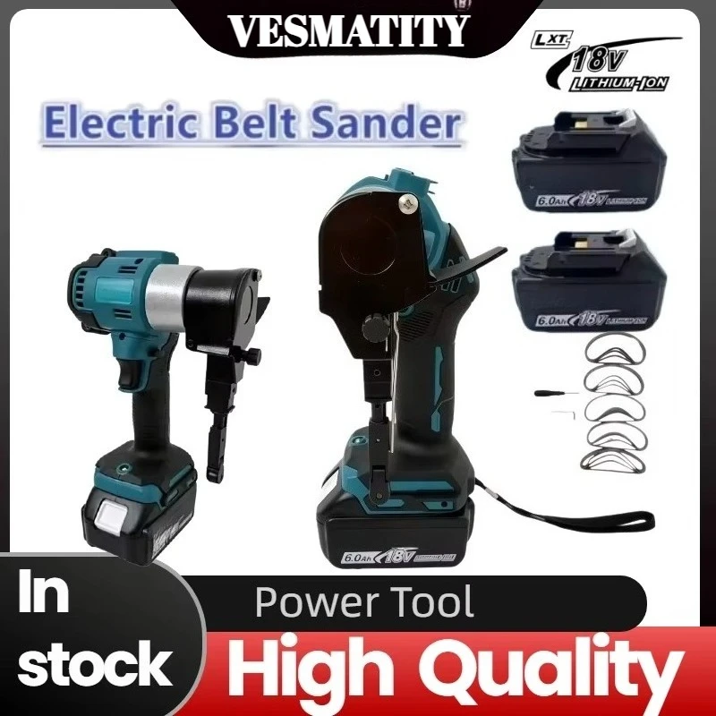 Belt Sander Portable Straight Sanding Machine Multifunctional Metal Wood Polishing Derusting PowerTool for 18V-20V battery.