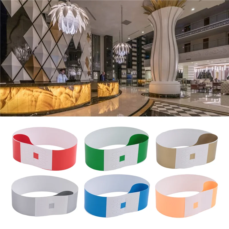 A29F-600 PCS Neon Colored Wristbands For Events, Synthetic Paper Waterproof Lightweight Activity Identification Wristbands