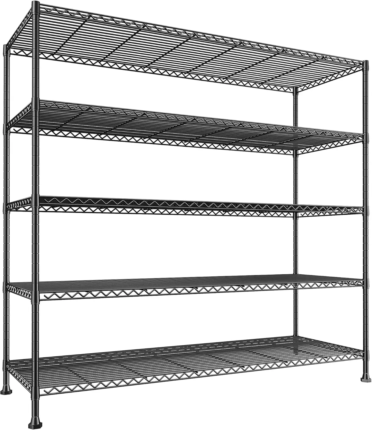 

45.8" W Storage Shelves, Heavy Duty 5-Tier Wire Shelving, Adjustable Metal Shelf for Pantry Kitchen Commercial, Tool-Free