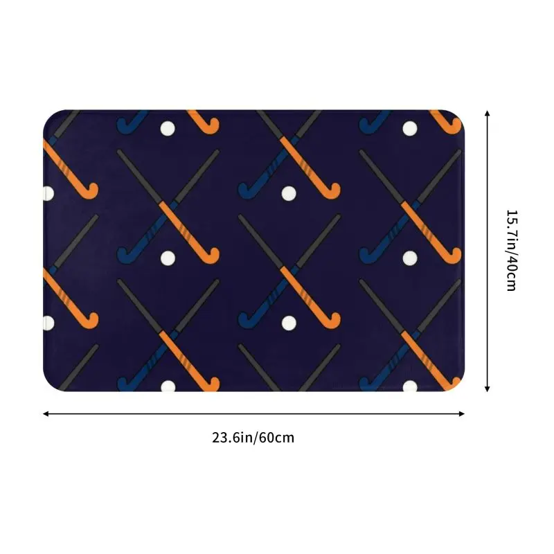Field Hockey Sticks Front Door Mat Anti-Slip Outdoor Quick Dry Sport Player Doormat Floor Bath Entrance Rug Carpet