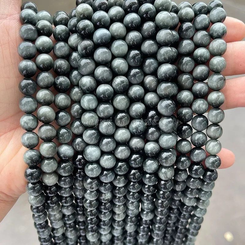 5A Quality Natural Eagle Eye Stone Beads Round Loose Spacer 6 8 10 12mm Pick Size For Jewelry Making Diy Necklace Bracelet