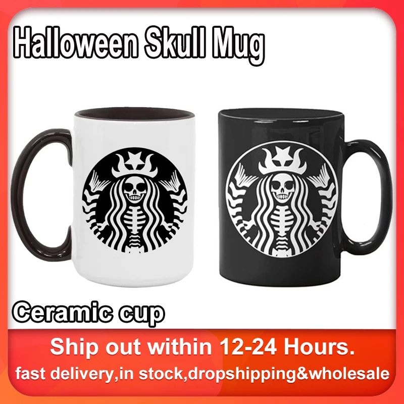 

Halloween Funny Skeleton Mug 11oz Horror Halloween Kitchen Decor Skull Coffee Cup Skull Mug Ceramic Chocolate Cup Water Cups