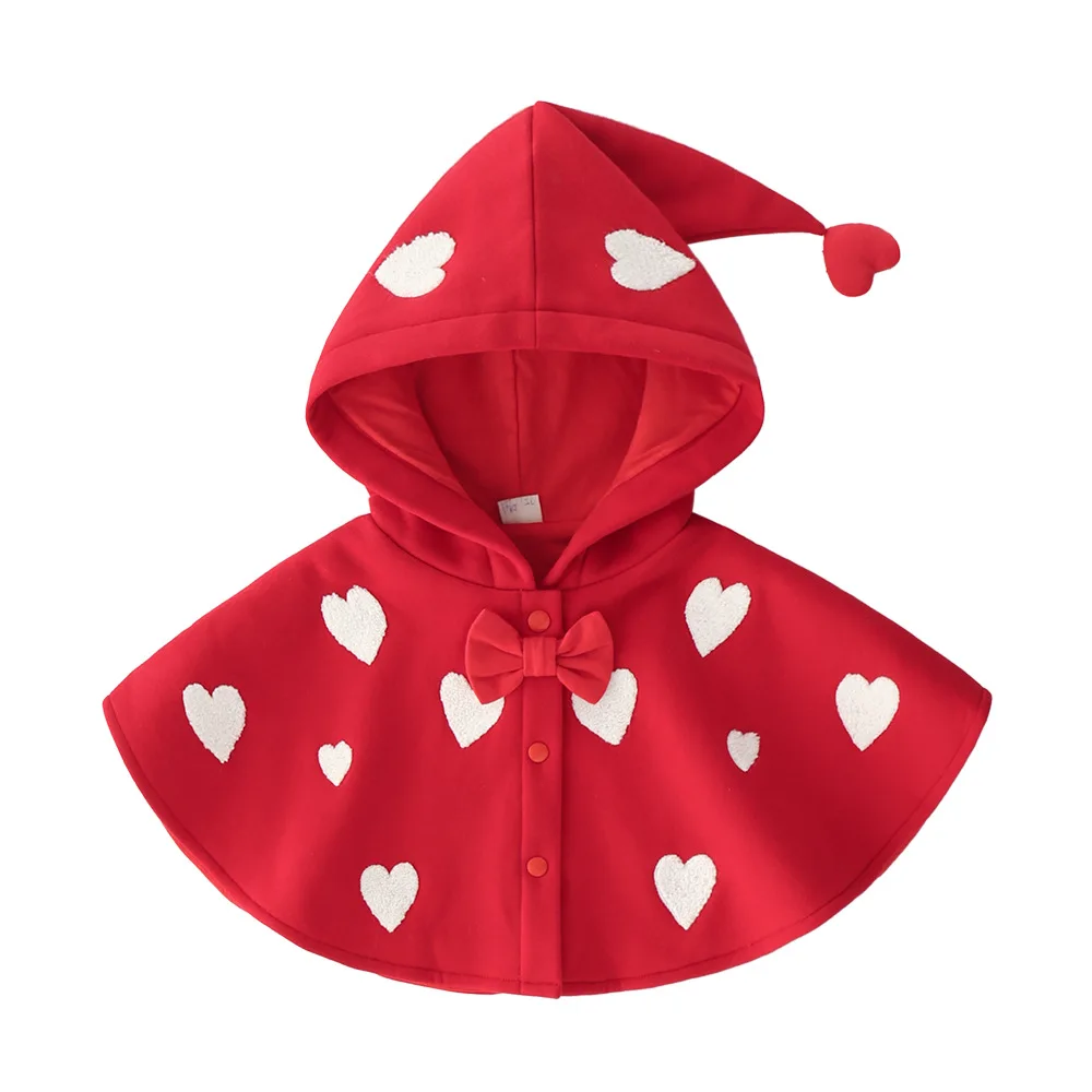 

Baby Cloak Fashionable Sweet Cute Warm and Casual Autumn All-match Love Canopy Coat Kids Clothes Girls