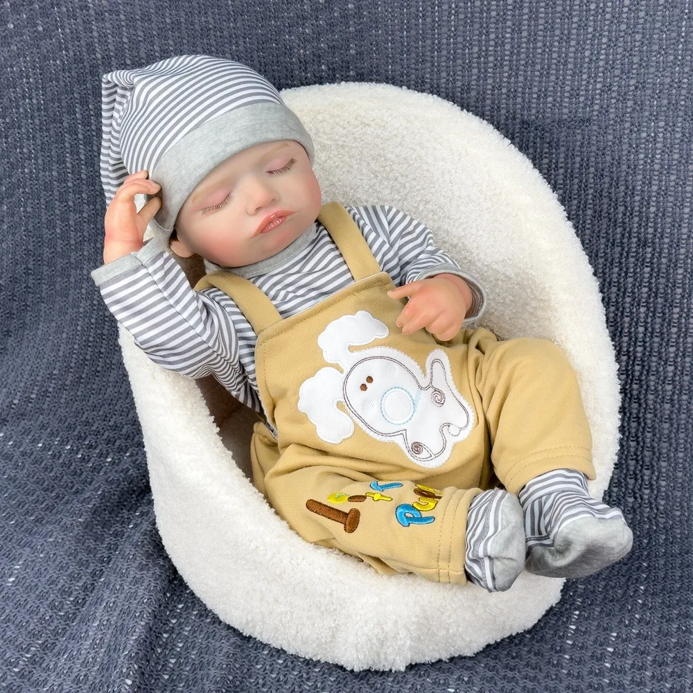 

20-дюймовая раскрашенная кукла с высокой имитацией, теплая мягкая резиновая кукла реборн, детская кукла в подарок на день рождения W-001