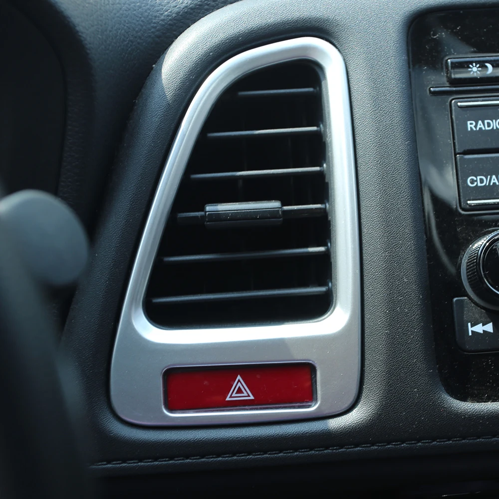 For Honda Vezel HRV HR-V 2014 - 2021 LHD Front Air Conditioning Outlet Frame Trim AC Vent Cover Decorative Sticker Accessories