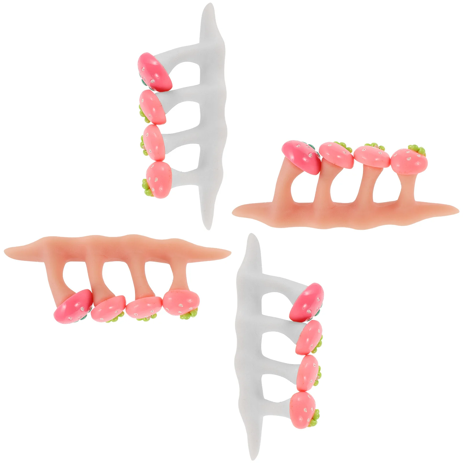 2 Sets Silicone Toe Separators Strawberry Design Soft Spacers For Pedicure Nail Art Manicure Tools Women Toe Divider Pedicure