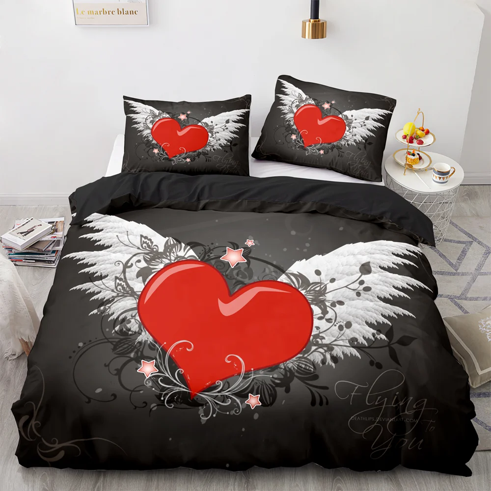 Ensemble de literie Love Anime 3D pour adultes et enfants, lit simple, double, pleine reine, roi, lit de mariage, ensembles de couverture DuAPP, chambre à coucher, couple, 048