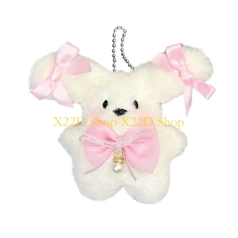 X22D Plush Dog Dolls Keychain Big Ear Puppy Bag Purse Pendant Charm Decoration