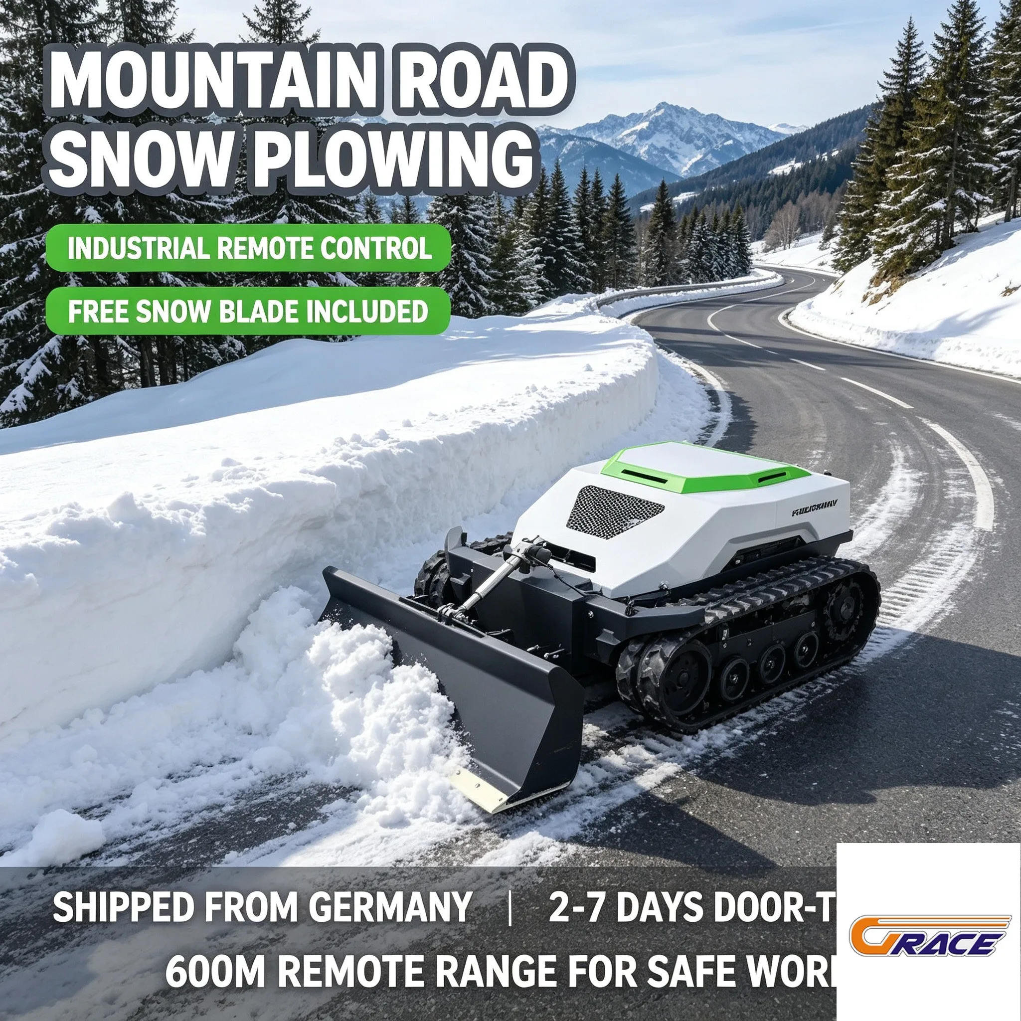 All Terrain Robot Lawn Mower Remote Control Crawler Free Snow Shovel 7 Days Delivery For Garden Driveway Snow Clear
