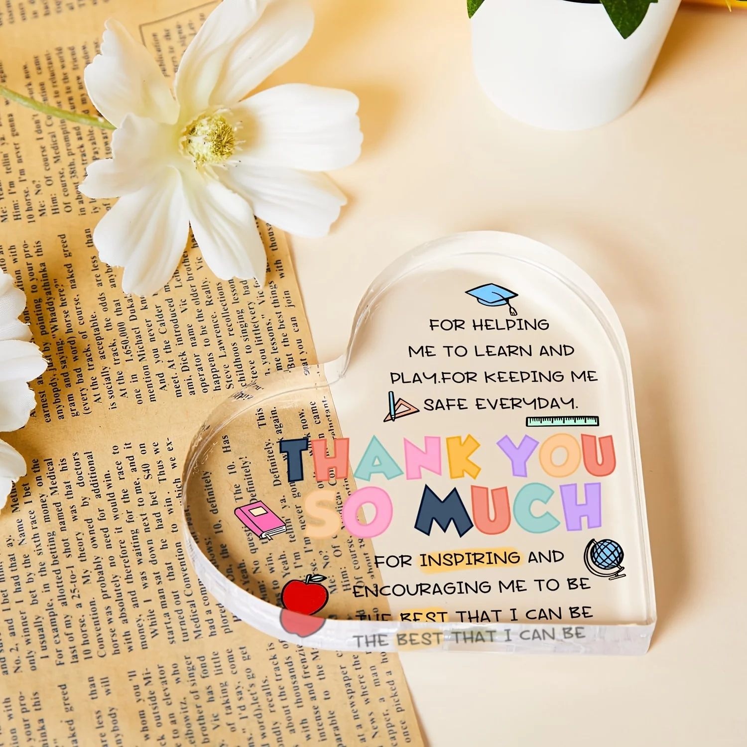 Inspirational Gifts for Women Teacher，Teacher Appreciation Gifts, Best Teacher Gifts, Heart Shape Plaque Gift
