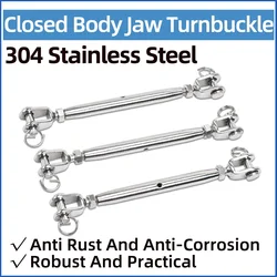 Closed Body Jaw/jaw Turnbuckle Flower Basket Screw M5 M6 M8 M10 M12 M16 for Tensioning Cable Rope Durable 304 Stainless Steel