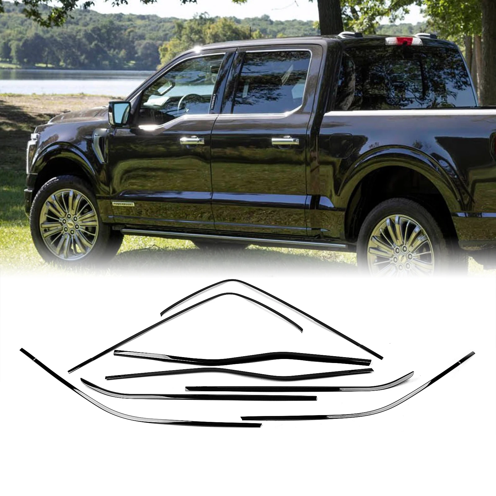 

Gloss Black Exterior Window Trim Weatherstrips Cover Door Side Molding Seal Strips Styling Molding Cover For Ford F150 2021-2025