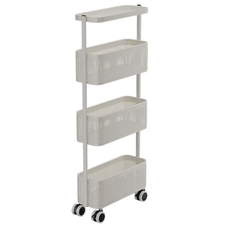 Narrow storage cabinet, removable crevice rack