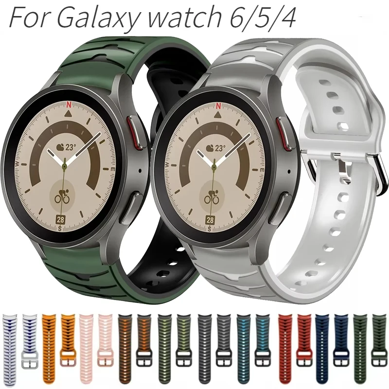No Gap Strap For Samsung Galaxy Watch 5 Pro 45mm 7/6/5/4 40mm 44mm Two-color Silicone Bracelet Watch 6/4 Classic 47mm 43mm Band