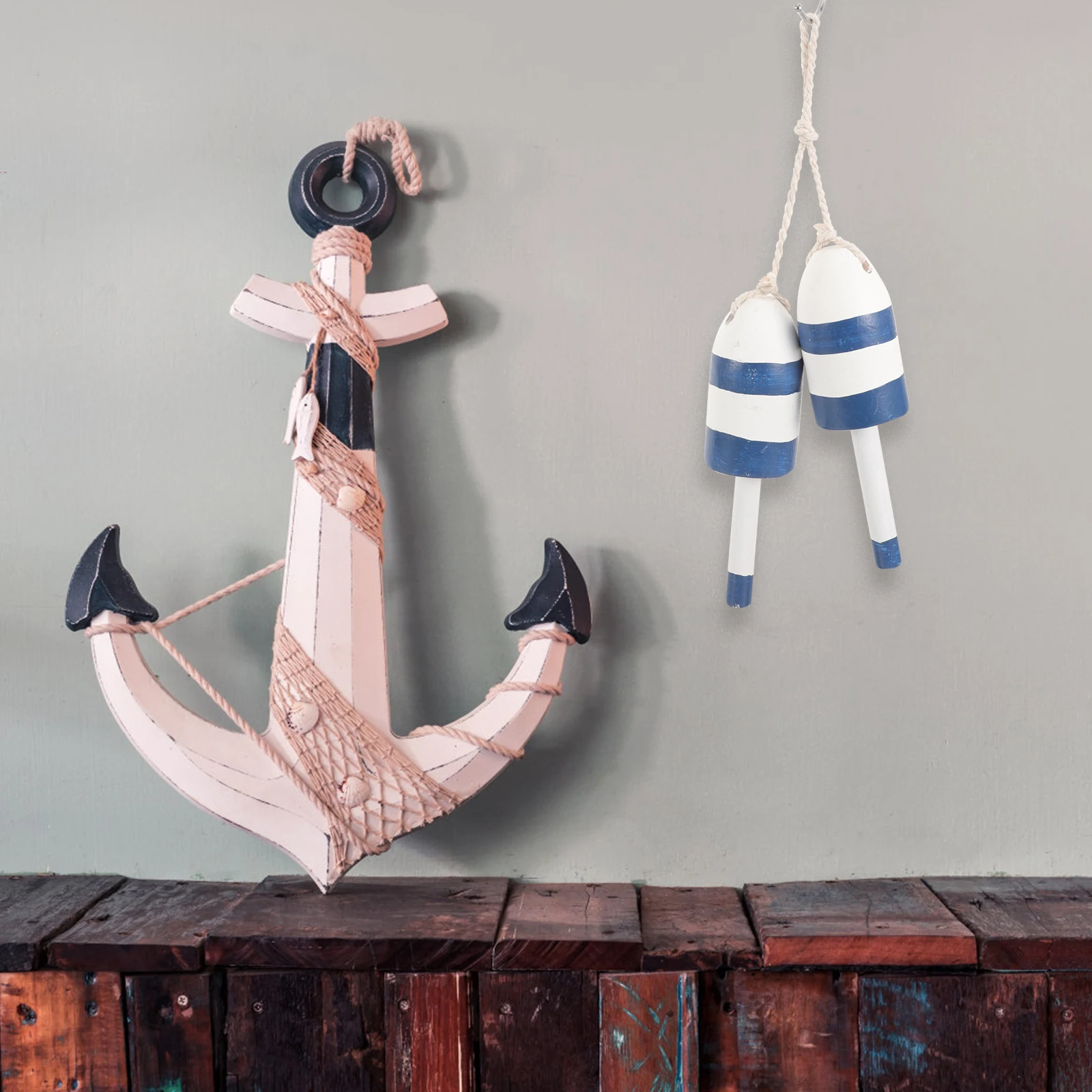 

Mediterranean Float Wooden Nautical Hanging Decoration Vintage Style Living Room Bedroom Dorm Nautical Wall Art