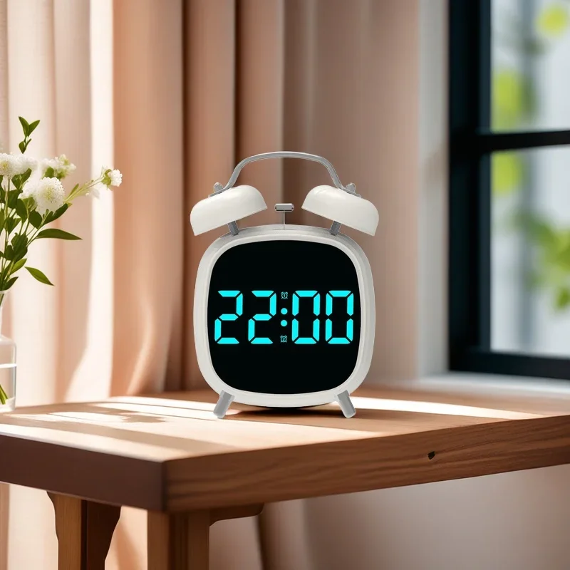 LED Clock Digital Alarm Clock Date Temperature Display Voice Control Loud Volume Brightness