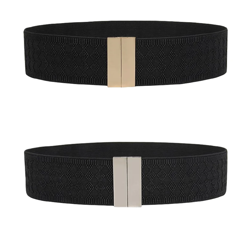 New Design Waistband Elastic Cummerbunds for Women Hot Black Red Wide Cummerbund Dress Decorate Coat Gold Buckle Rectangle Girls