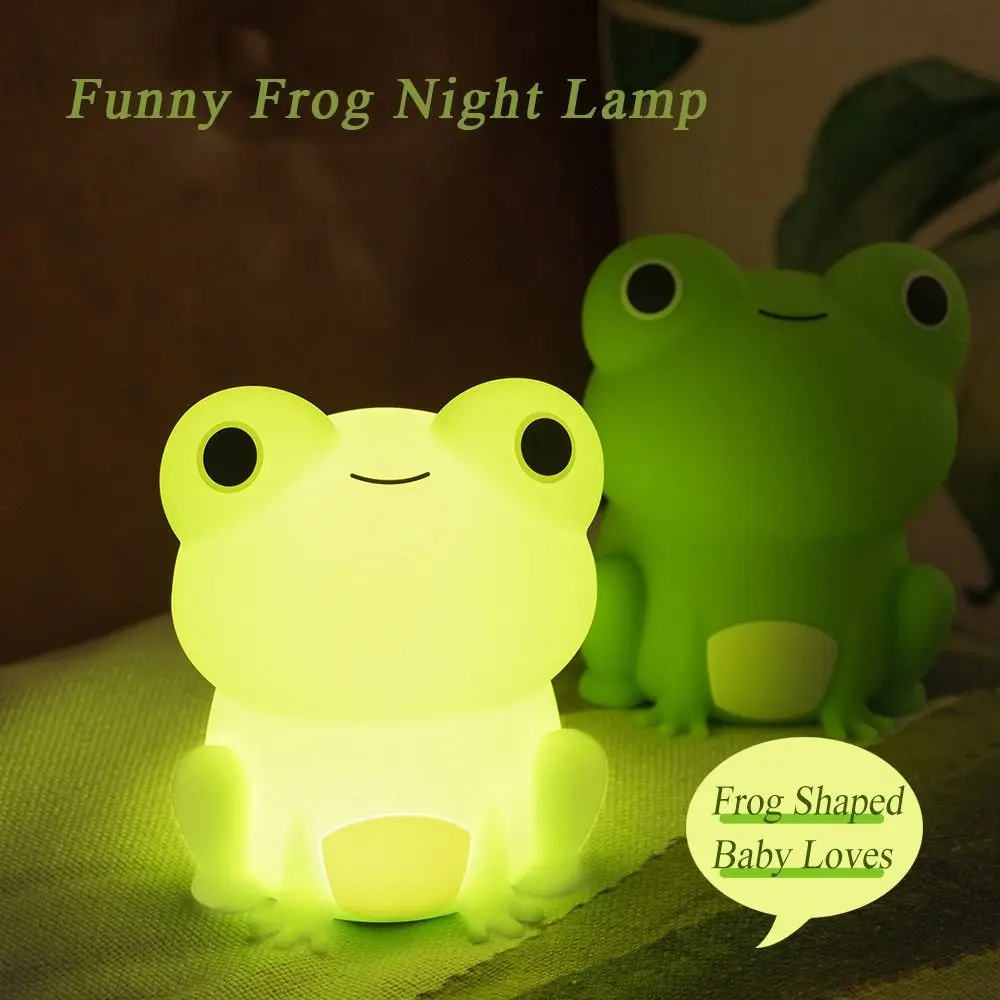 

Night Lamp for Kids Frog Soft Silicone Sleeping Night Light Dimmable Timer Rechargeable Colorful Light Touch Sensor Timer