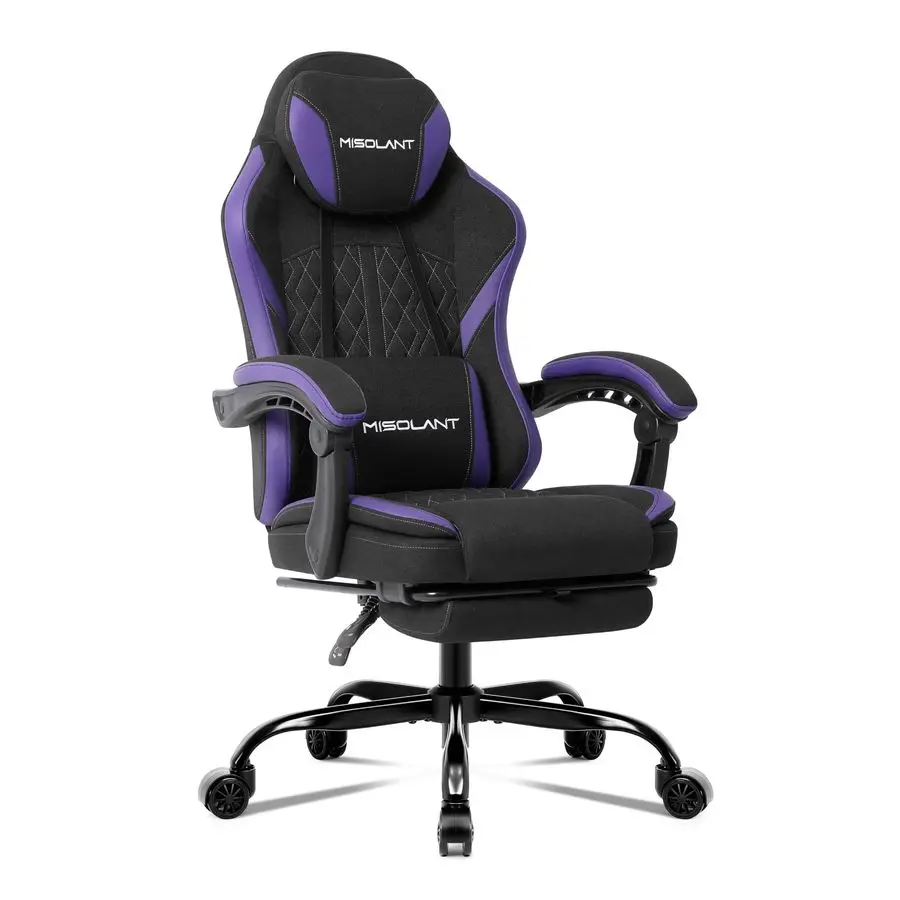 

Gaming Chair, Fabric Gamer Chairs with footrest for Adults, High Back Ergonomic Computer Game Chair with Adjustable Headrest