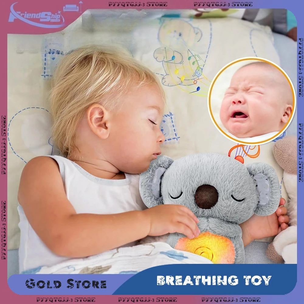 

Koala Plush Sleep Aid with Soft Glow Night Light Calming Music Breathing Stuffed Toy Simulated Breathing Bedtime Comfort Toys