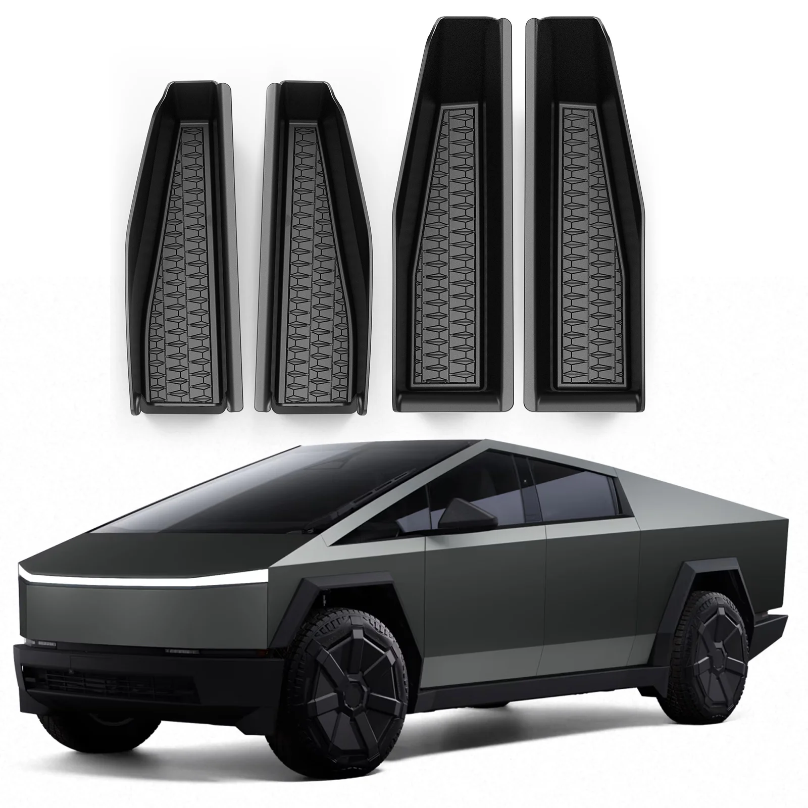 

Car Door Handle Storage Box four-piece Auto Interior Accessories ABS Front Rear Door Storage Organizer Tray For Tesla Cybertruck