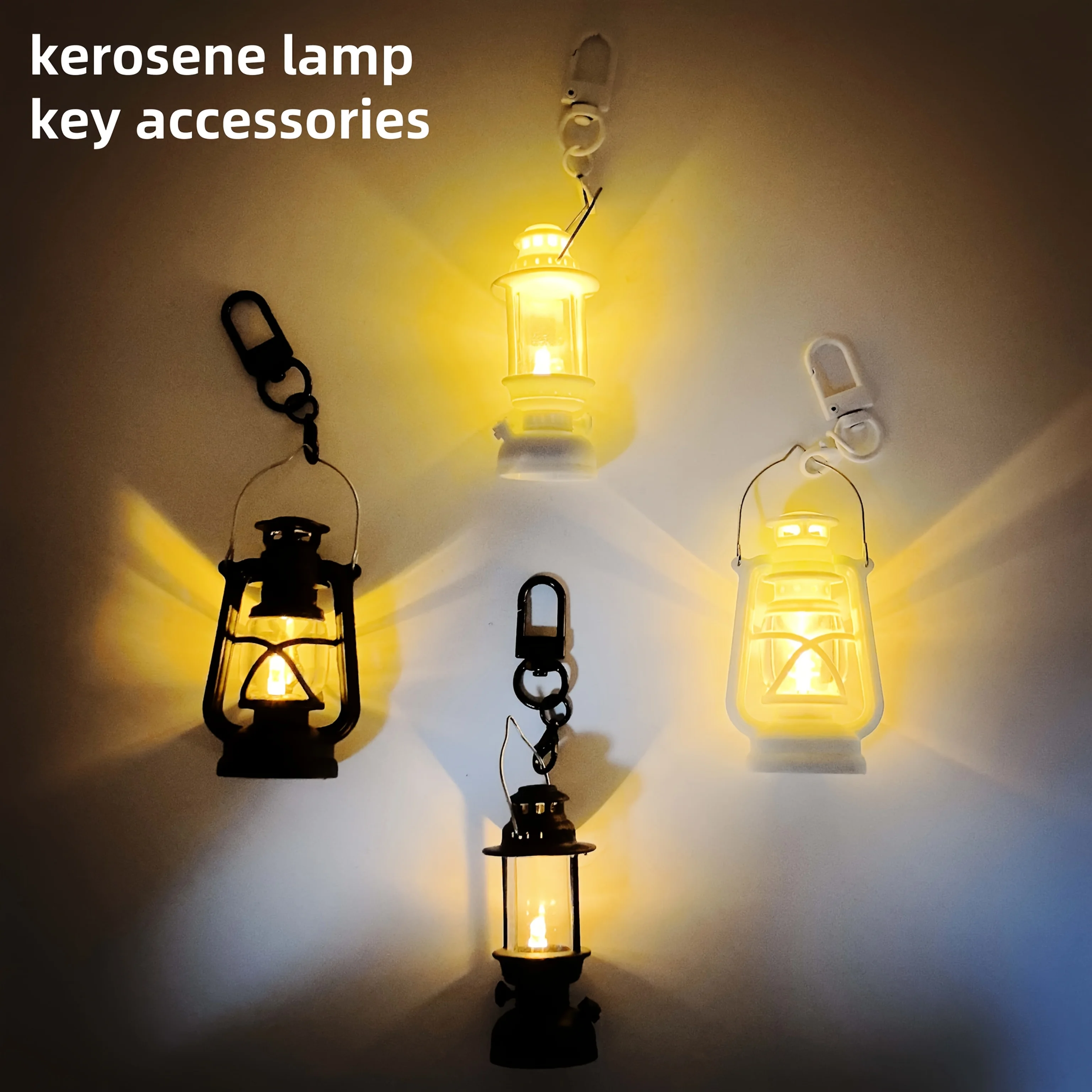 mini Electronic Candle Lamp Keychain Vintage Simulation Lamp LED Portable Lighting Keychain Accessories