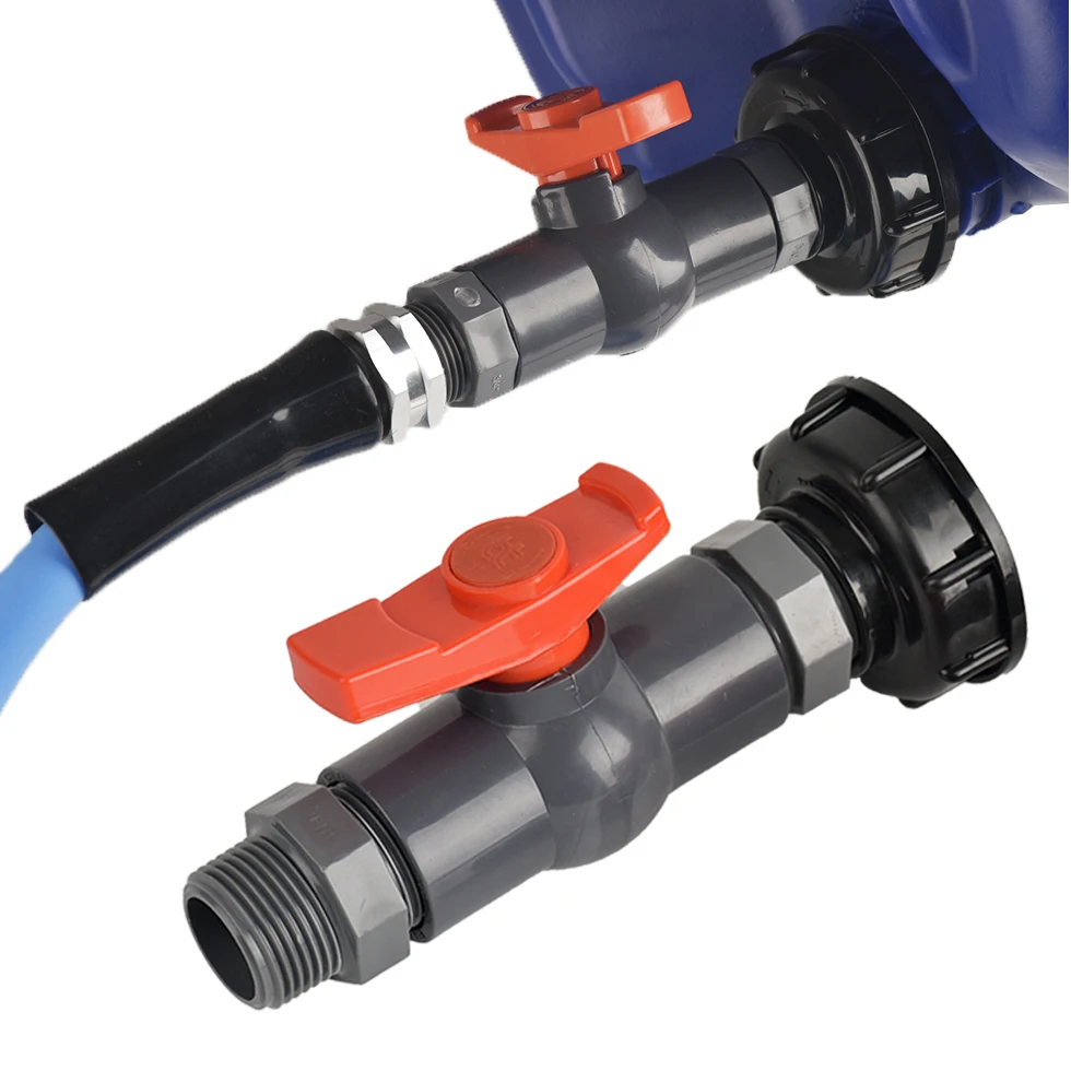 1 válvula adaptadora de tanque IBC de 1000 litros S60 a 1/2 "3/4" conector de rosca de 1 pulgada conector de cubo de grifo accesorio de válvula de tanque