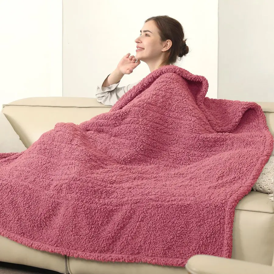 

Throw Blanket Cozy 50x 60 Heated Sherpa Throw Electric Blanket, 5 Heating Levels, 4 Hour Shut Off, Machine Washable, ETL Safe, R