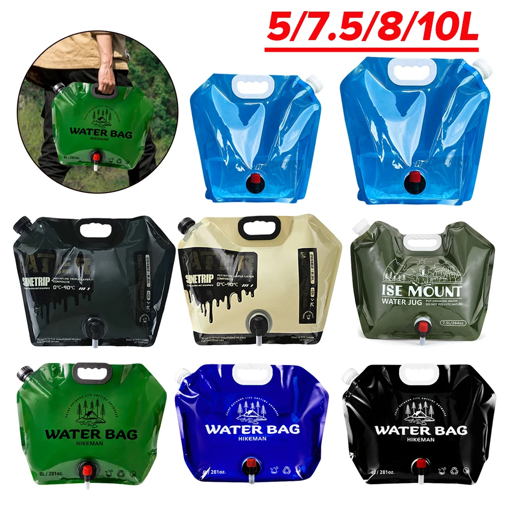 5/8/10 Liter Water Bag Thicken Folding Water Bucket Portable Outdoor Water Container Collapsible Pouch Camping Shower Supplies