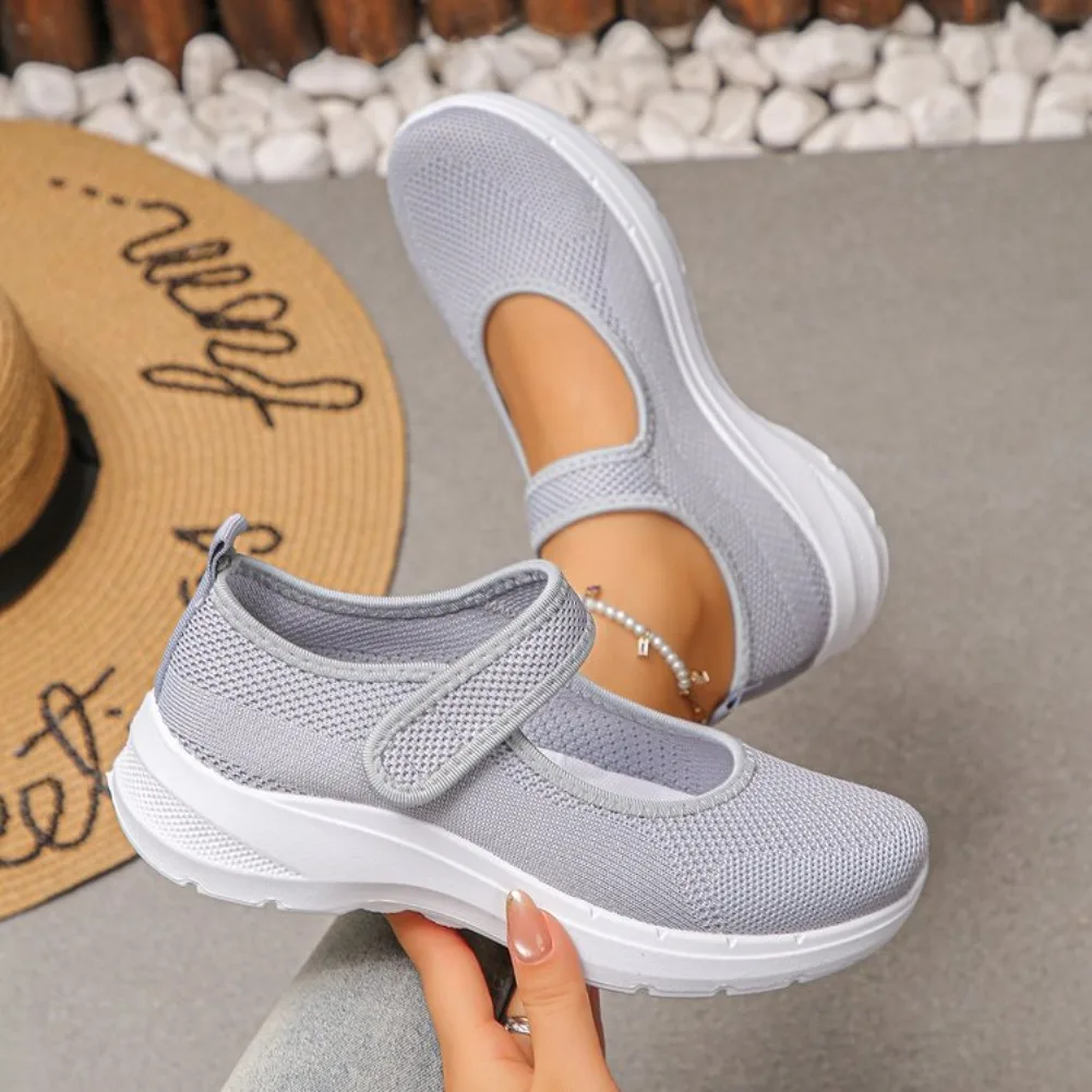 2026 Damen Sommer Atmungsaktive Mesh Flache Schuhe Leichte Damenschuhe Casual Sportschuhe, Übergröße 43