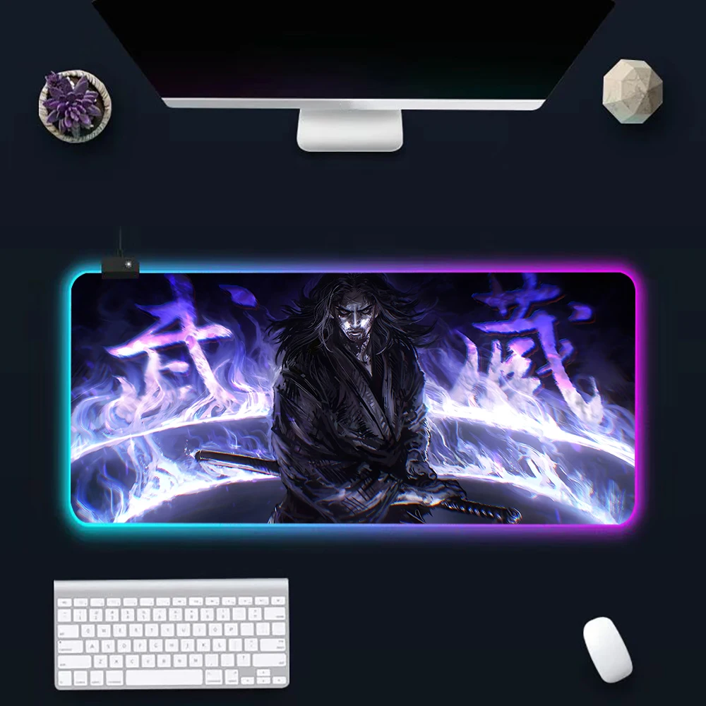 

Vagabond Manga RGB Pc Gamer Keyboard Mouse Pad Mousepad LED Glowing Mouse Mats Rubber Gaming Computer Mausepad