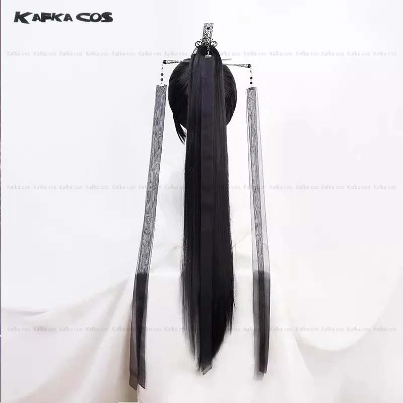 DY20He Xuan-Peluca de Cosplay larga y negra, 75cm, Anime Tian Guan Ci Fu, bendición oficial del cielo, pelo sintético, ropa para fanáticos de Halloween P