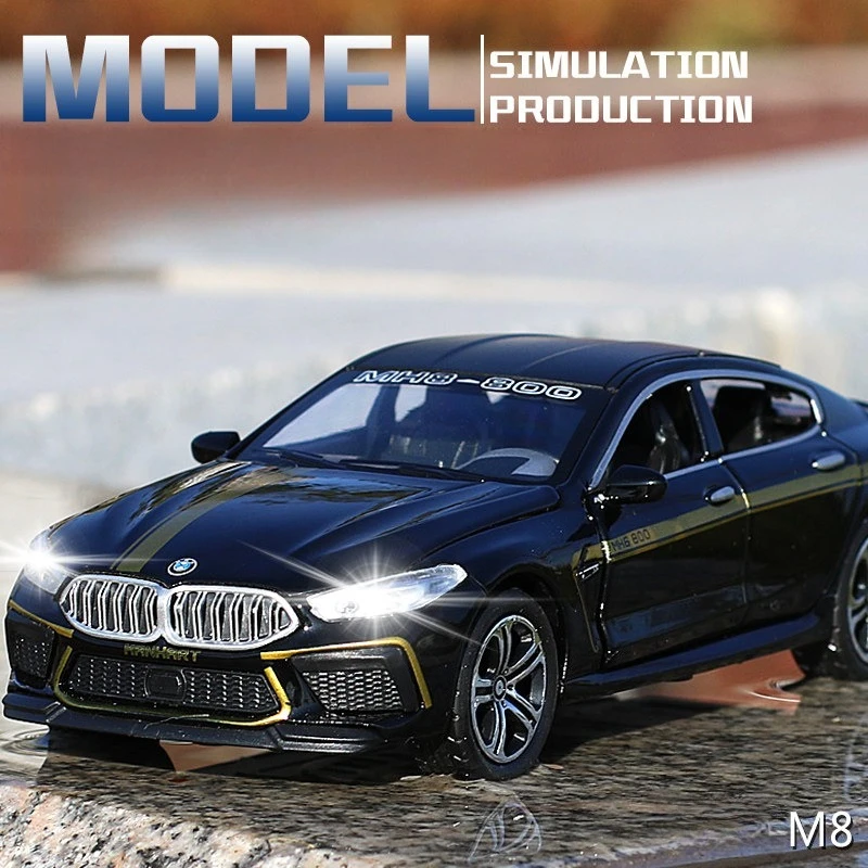 

1:32 M8 Sports Car Alloy Metal Diecast Model Car Sound & Light Hobby Collection Home Decoration Ornaments Gift Boy