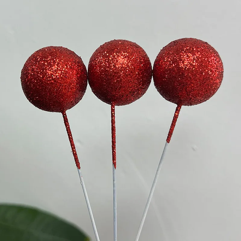 Glitzer kugeln Kuchen deckel bunte Schaum kugel Cupcake Topper Gold rot grün Kuchen Topper Bälle für Geburtstag Weihnachten Kuchen Dekorationen – Detail 33