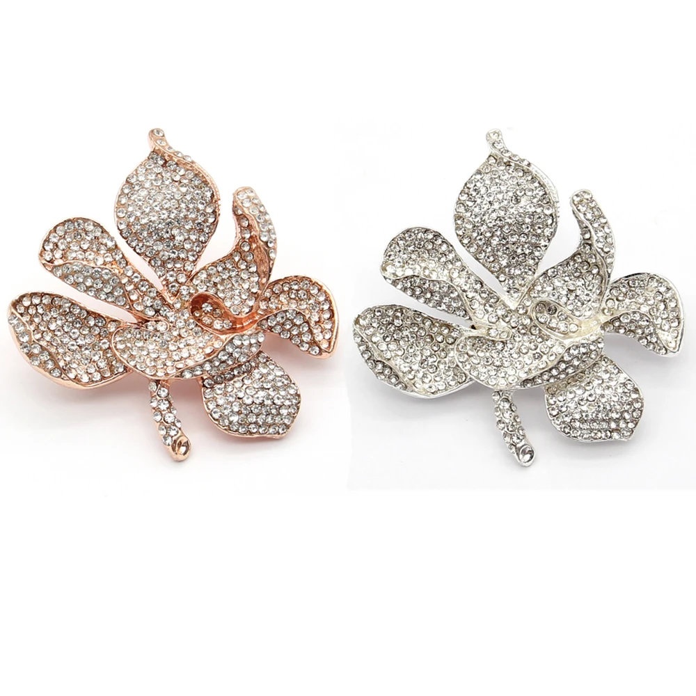 

Fashion Jewely 55mm Crystal Orchid Flower Petal Brooch For Women Cloth Decoration